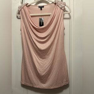 Express Y2K Beaded Embellished Light Pink Tank Top Womens S fairy soft girl‎ NWT